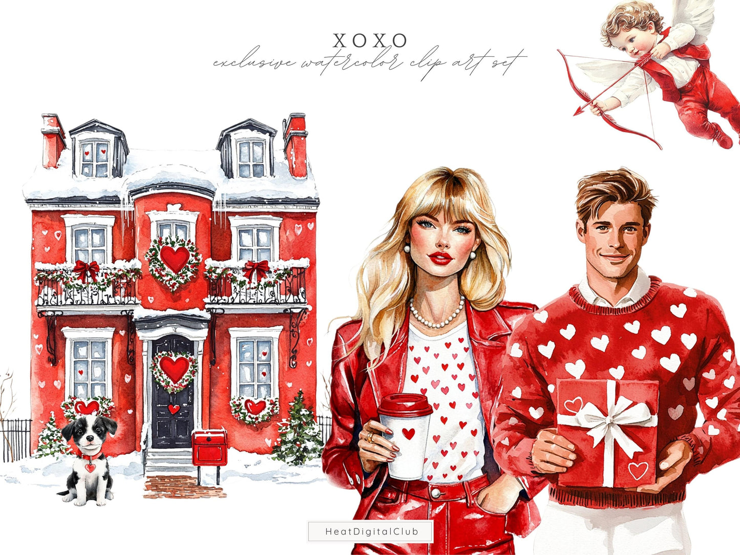 XOXO - Valentines Day Clipart, Romantic, Love, Balloons | 68 PNG