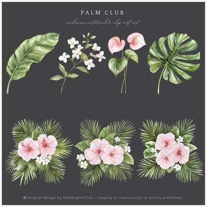 Palm Club - Floral Arrangements Clipart, Palm Leaves | 14 PNG
