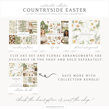 Countryside Easter - Seamless Patterns, Floral, Spring | 10 JPEG