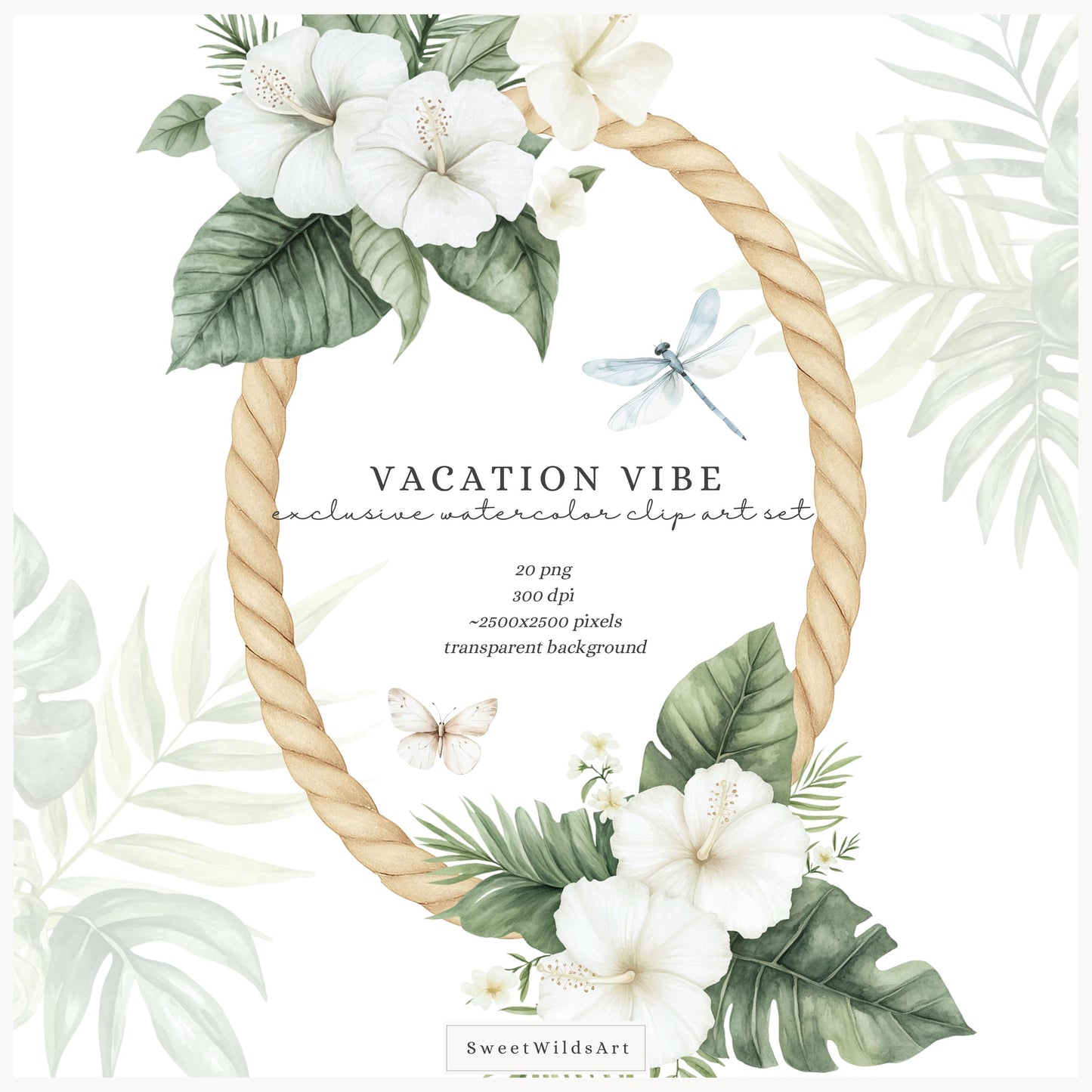 Vacation Vibe - Floral Arrangements, Summer Tropical Floral, Vacation | 20 PNG
