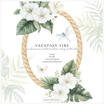 Vacation Vibe - Floral Arrangements, Summer Tropical Floral, Vacation | 20 PNG