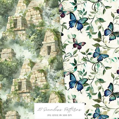 Jungle Mystery - Seamless Patterns, Leopard Print, Floral, Tropical | 10 JPEG