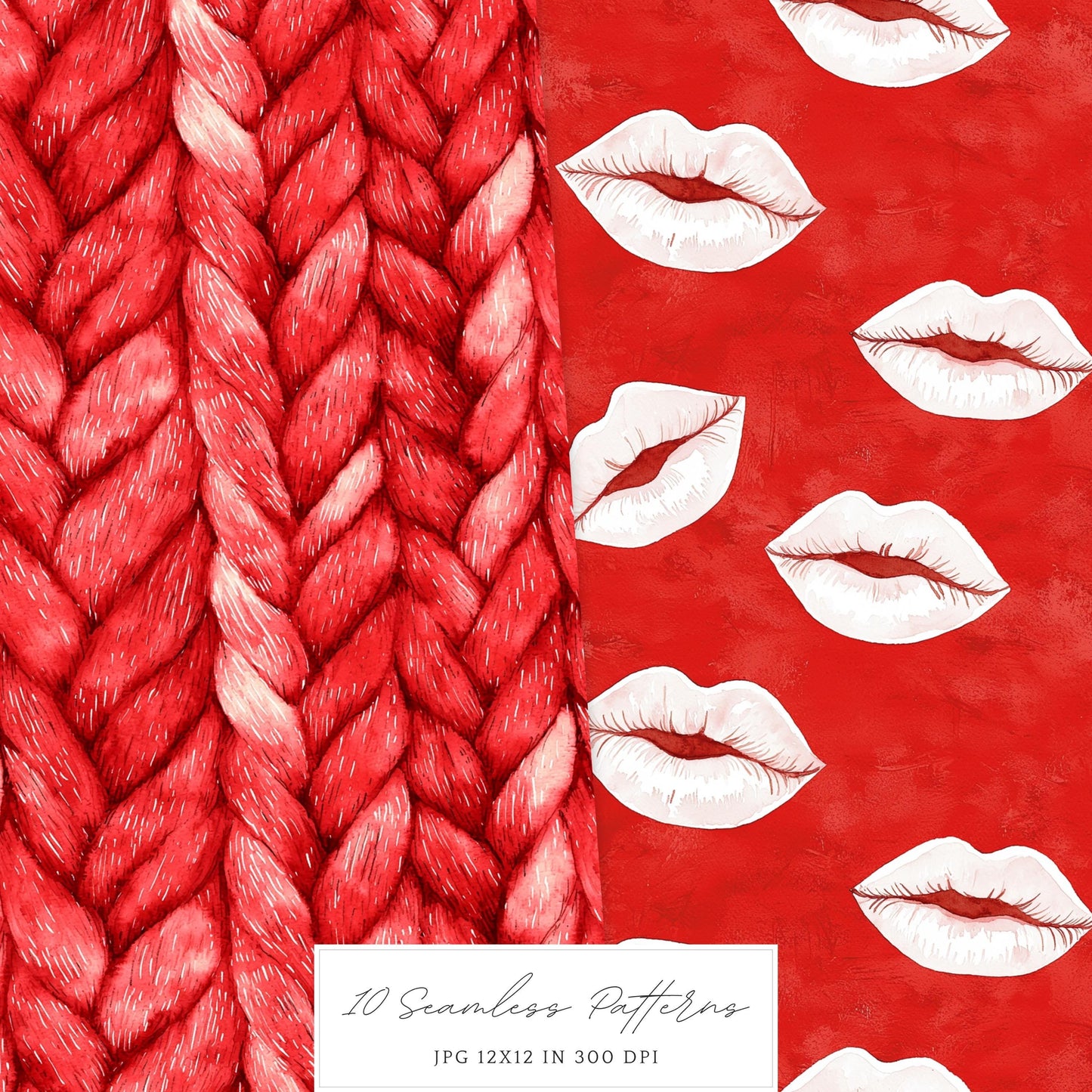 XOXO - Valentines Day Seamless Patterns, Romantic Love | 10 JPEG