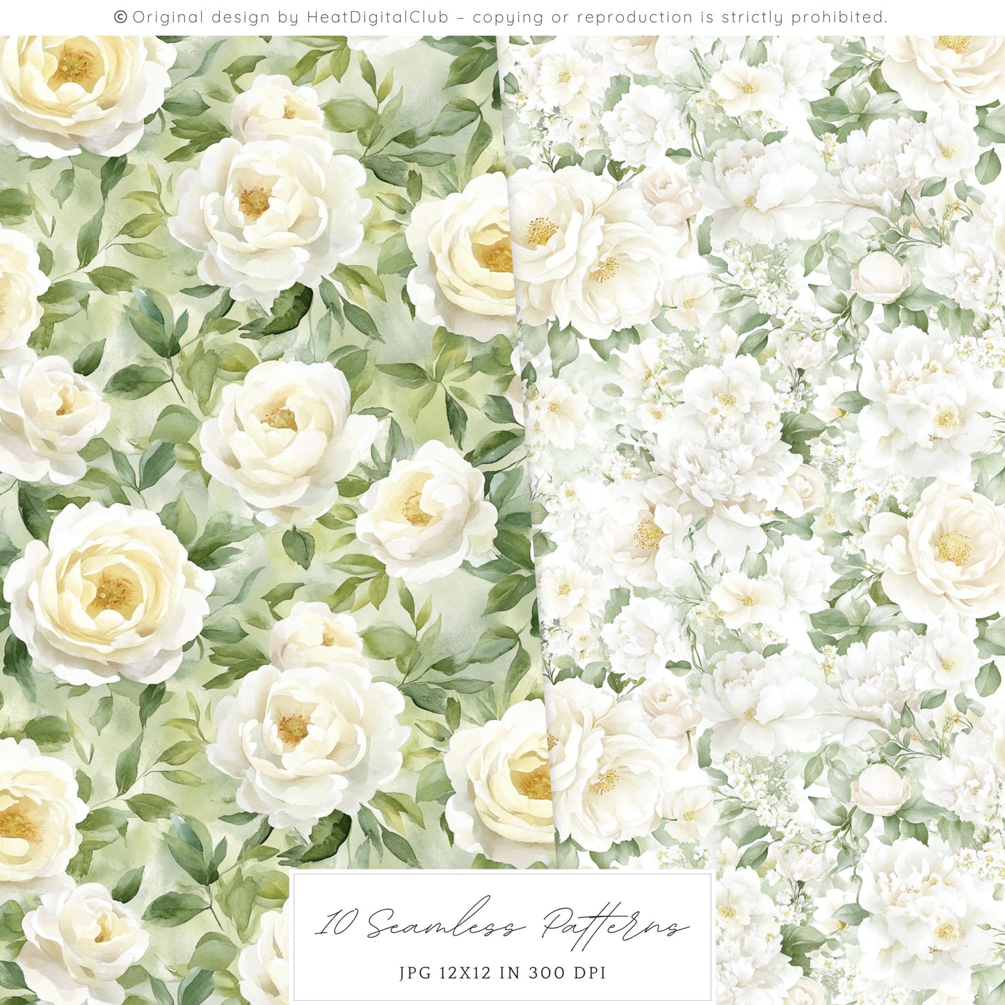 Summer Château - Seamless Patterns,French, Garden Pattern | 10 JPEG
