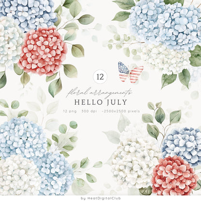 Hello July - Collection Bundl, Independence Day Clip Art, 4th of July | 72 PNG/JPEG