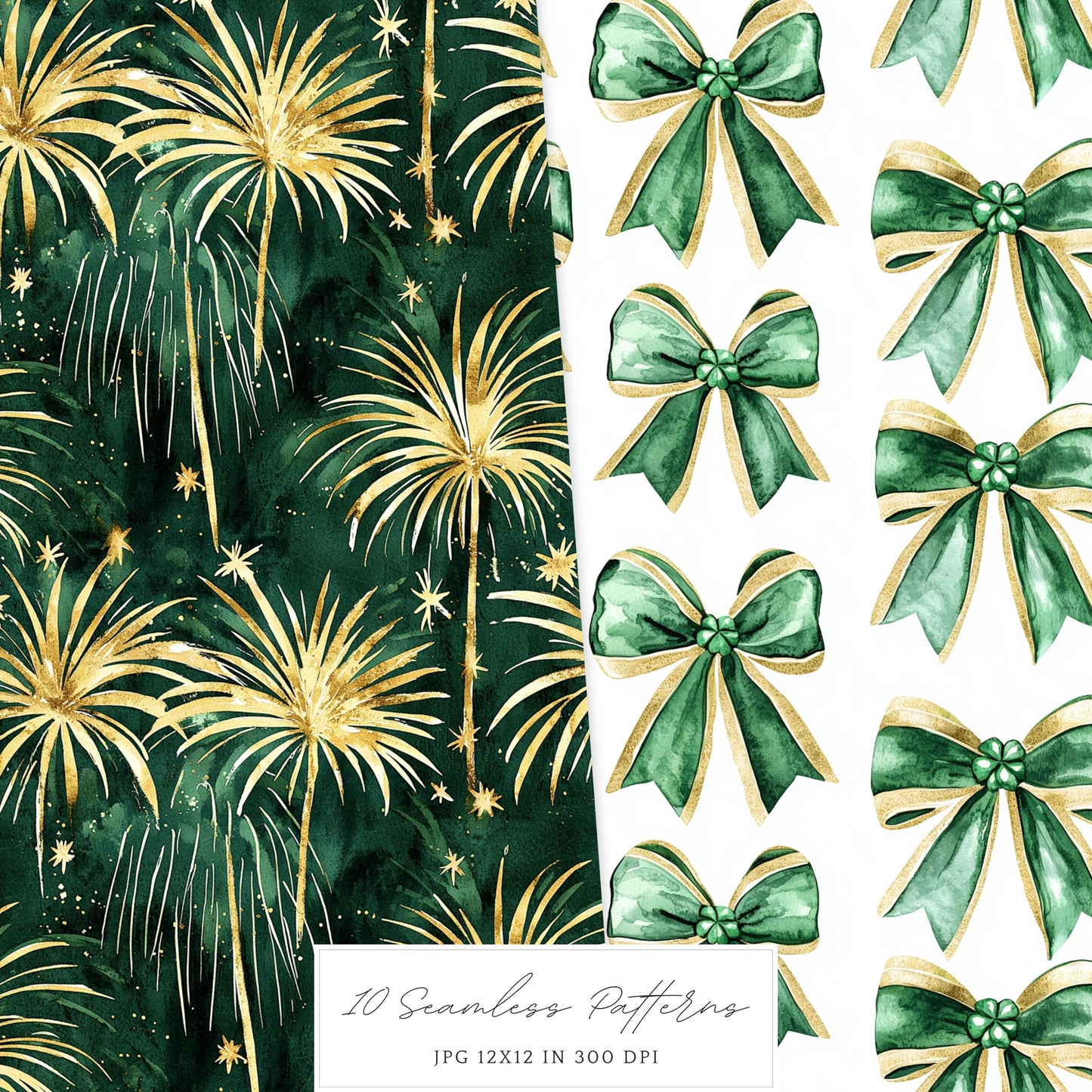Shamrock Party - Seamless Patterns, St. Patrick's Day, Floral | 10 JPEG