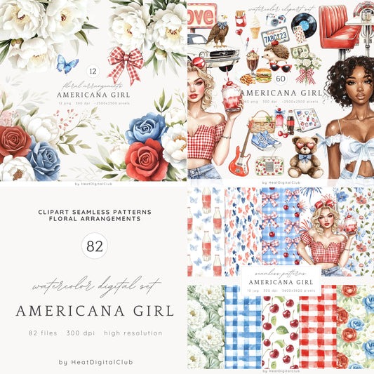 Americana Girl – Collection Bundle | 82 PNG/JPG
