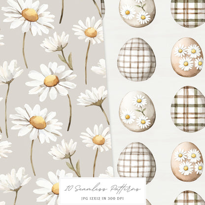 Countryside Easter - Seamless Patterns, Floral, Spring | 10 JPEG