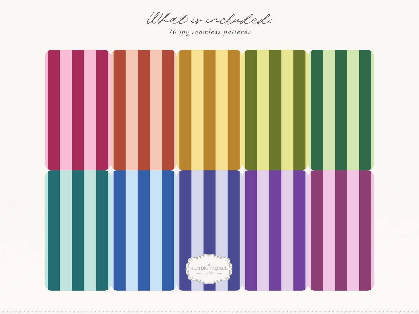 Dopamine Stripes - Colorful Striped Seamless Patterns, Paper Collection | 70 JPEG