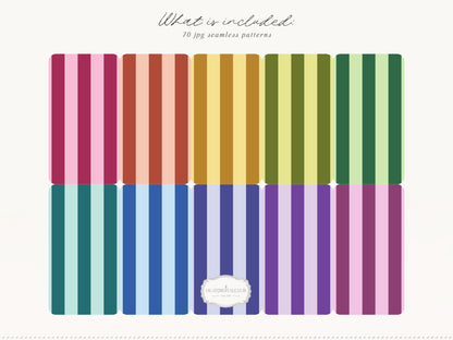 Dopamine Stripes - Colorful Striped Seamless Patterns, Paper Collection | 70 JPEG