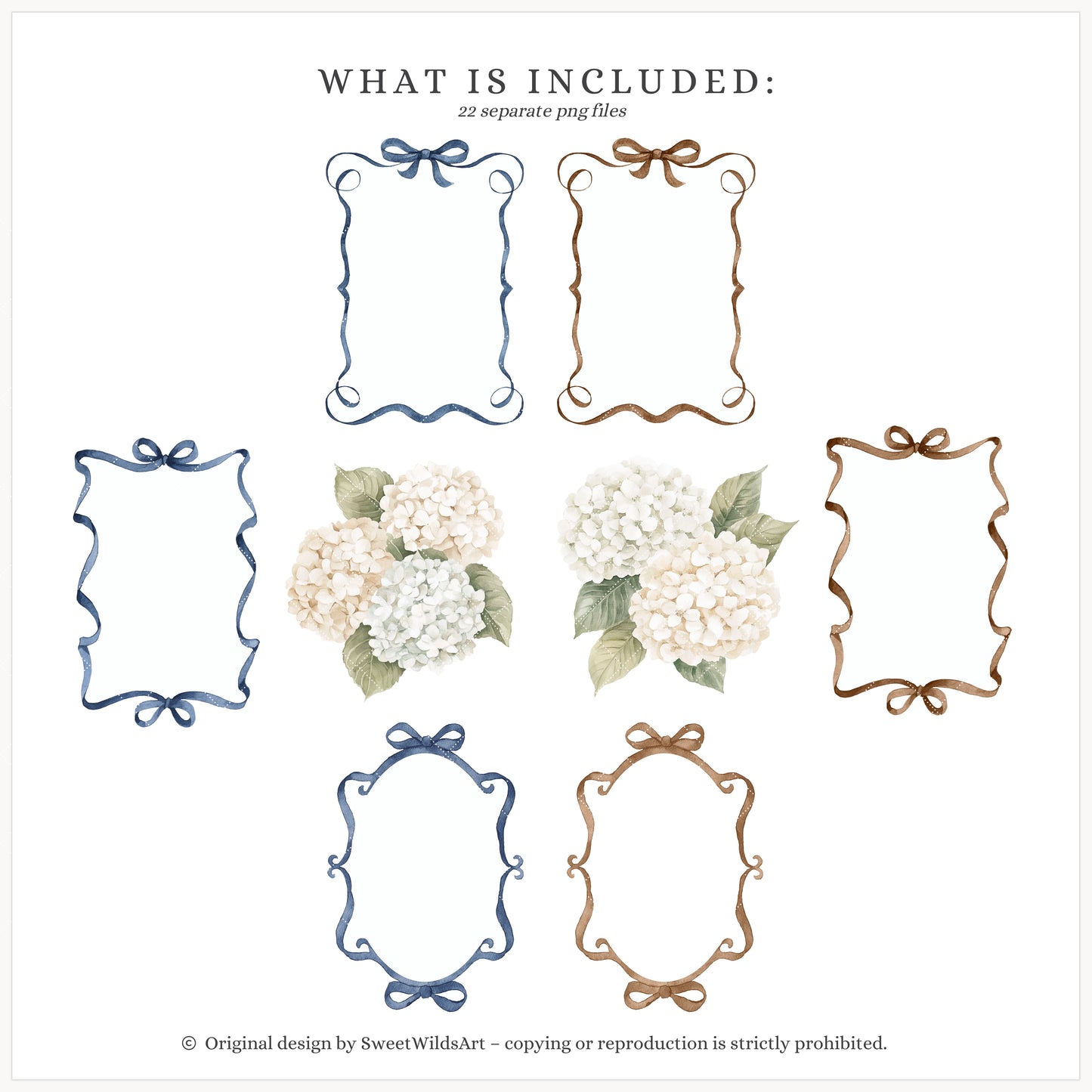 Little Classics - Watercolor Floral Arrangements, Chinoiserie, Beige Hydrangeas | 22 PNG