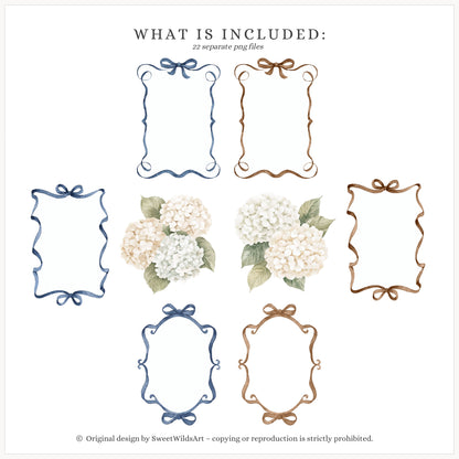 Little Classics - Watercolor Floral Arrangements, Chinoiserie, Beige Hydrangeas | 22 PNG