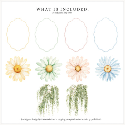 Sweet Classics - Floral Arrangements Clipart, Pastel Flowers, Nursery, Elegant Baby,Soft Garden | 24 PNG