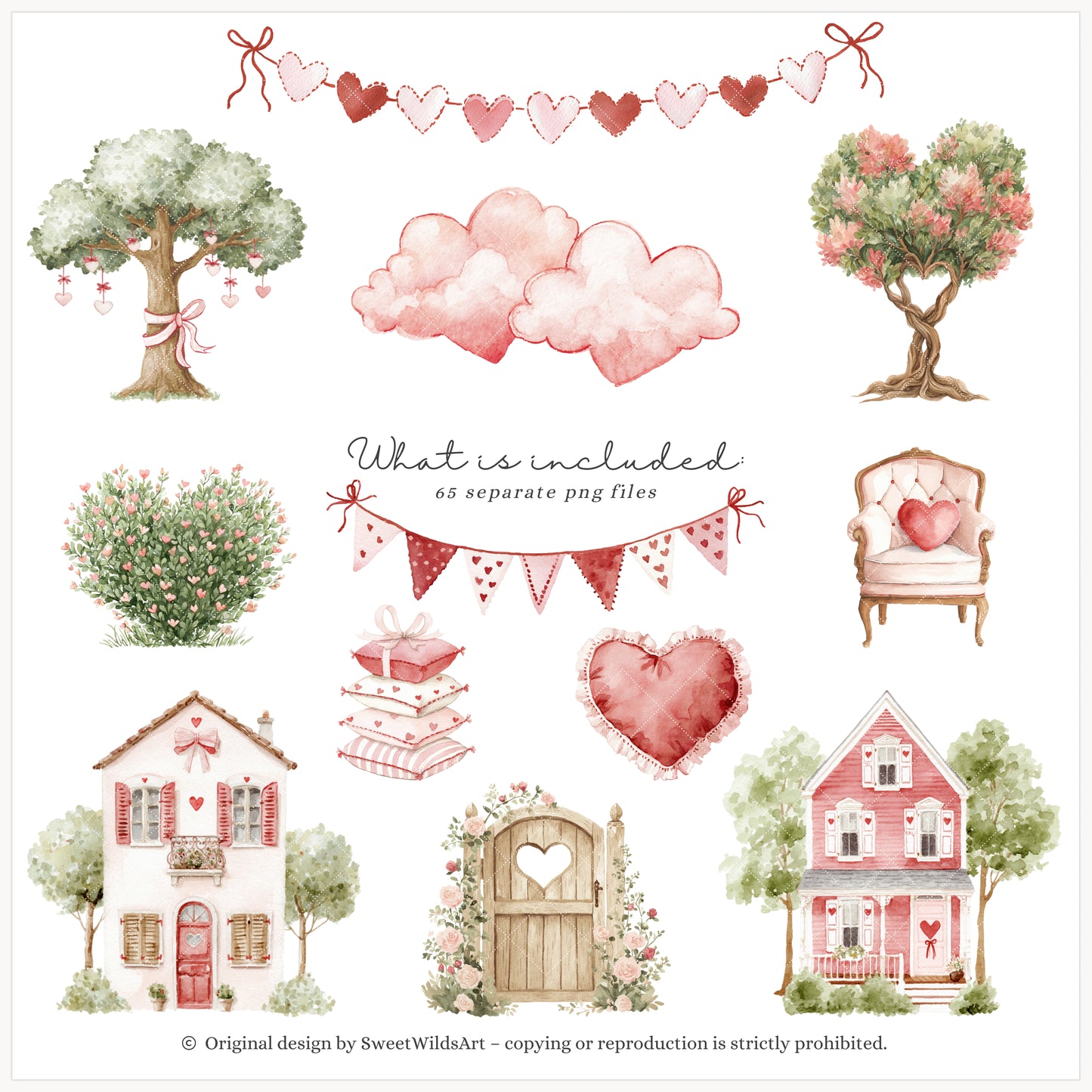 Romantic Classics - Teddy Bears Clipart, Valentine's Day, Love, Baby Shower, Nursery| 65 PNG