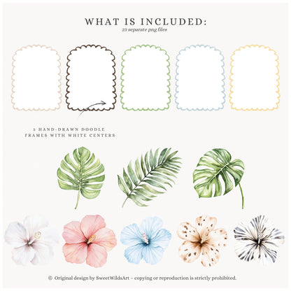 Birthday Tropics - Floral Arrangements Clipart, Jungle, Safari | 23 PNG