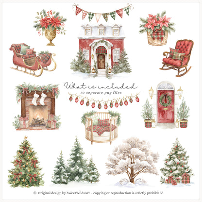 Holiday Classics - Christmas Teddy Bears Clipart, Cute Festive Nursery Animals | 70 PNG