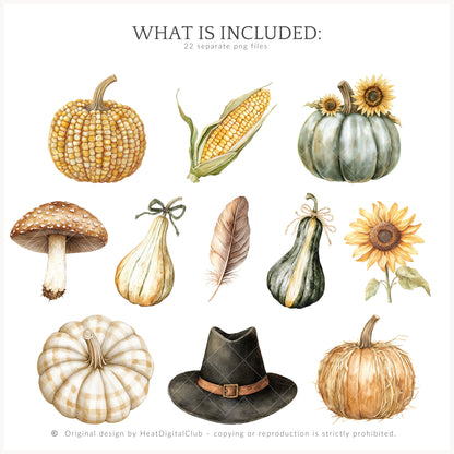 Grateful Feast - Floral Arrangements, Sunflower, Fall, Pumpkin, Autumn Harvest | 22 PNG