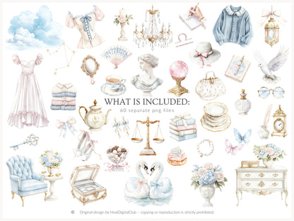 She is a Libra - Watercolor Clipart, Zodiac, Balance Scales, Feminine Zodiac, Astrology | 60 PNG