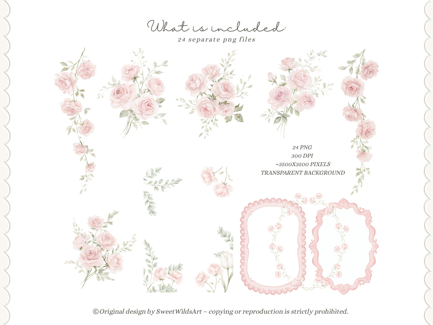 Sweet Coquettes - Floral Arrangements Clipart, Pink Roses Bouquet, Coquette Flowers, Baby Shower Florals | 24 PNG