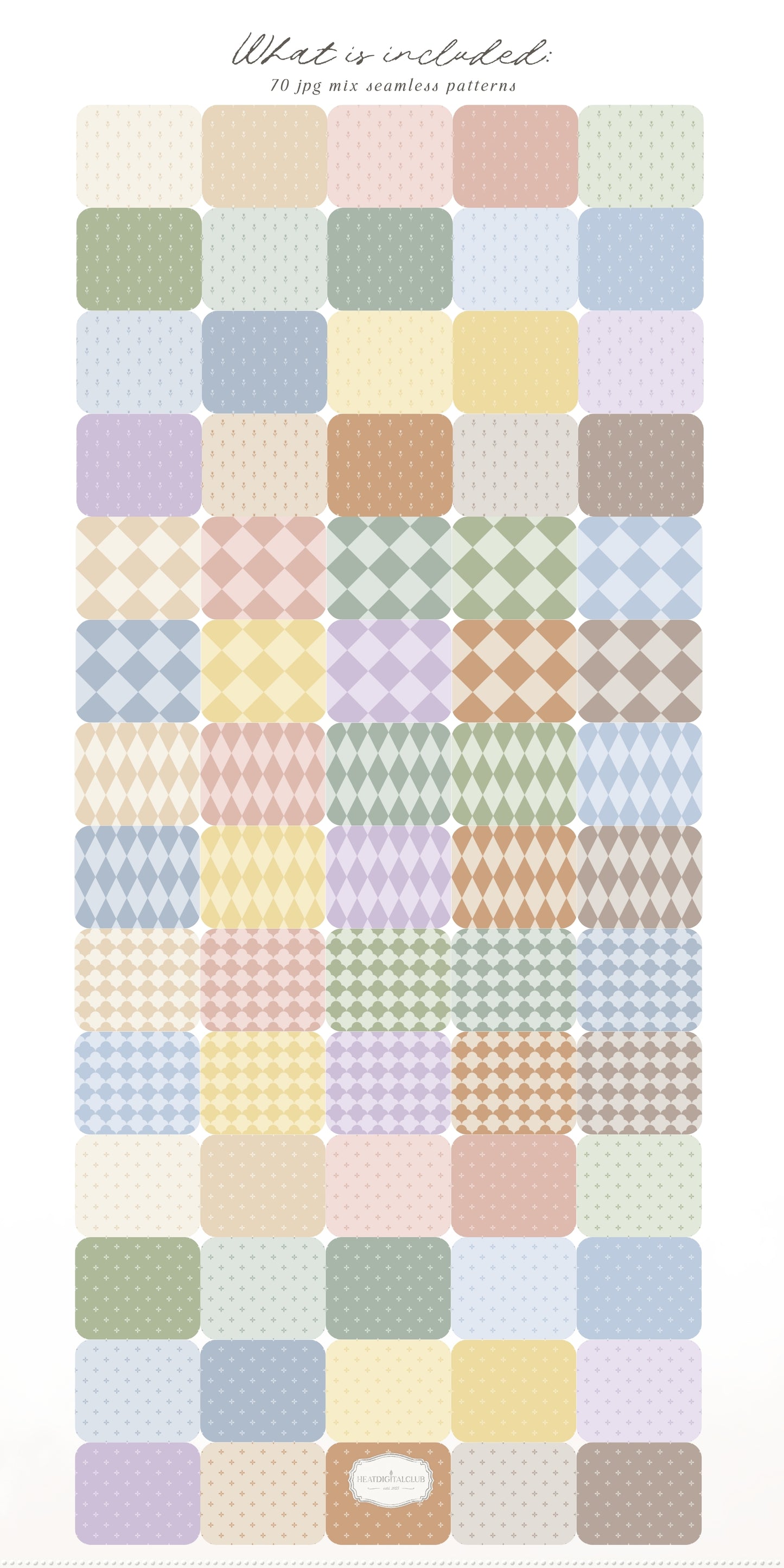 Pastel Classics - Seamless Patterns Bundle, Modern Geometric Classics Collection