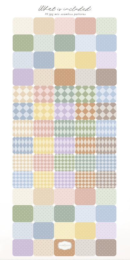 Pastel Classics - Seamless Patterns Bundle, Modern Geometric Classics Collection