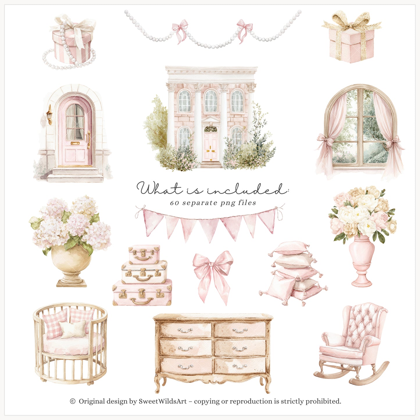Little Coquettes - Teddy Bear Clipart Set, Pink Nursery, Ballet Bear, Grandmillennial | 60 PNG