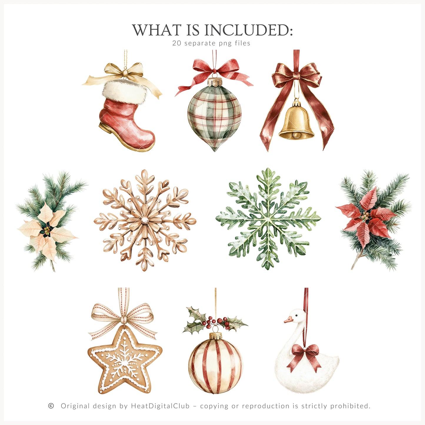 Warm Holidays - Floral Arrangements, Winter Clipart, Christmas, Poinsettia | 20 PNG