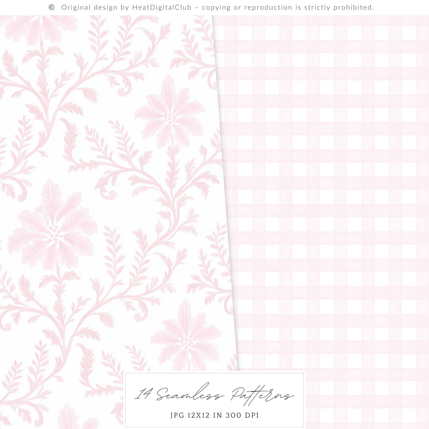 Merry Christmas - Seamless Patterns Set 4, Grandmillennial Holiday, Stripes, Plaid | 14 JPEG