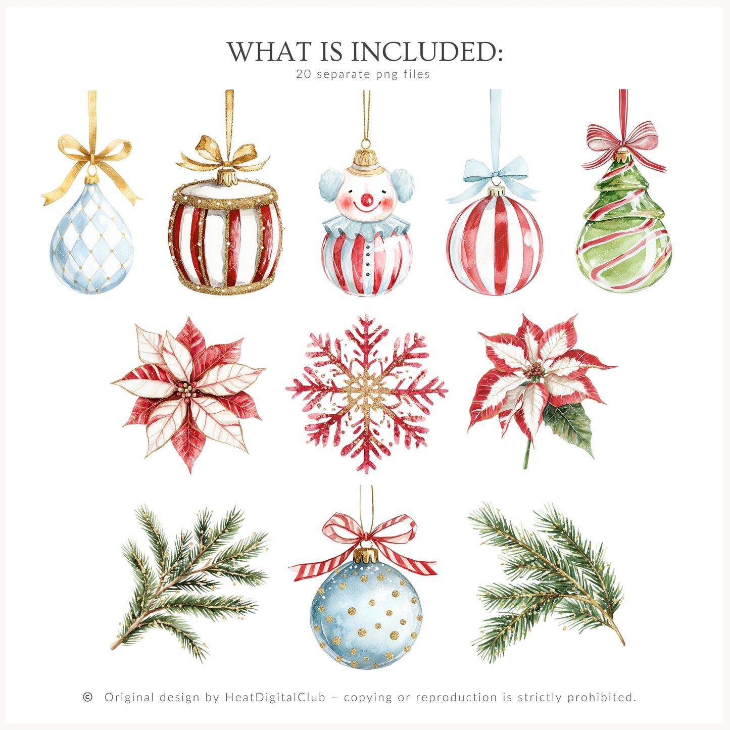 Holiday Circus - Floral Arrangements, Poinsettia, Festive Christmas Flowers | 20 PNG