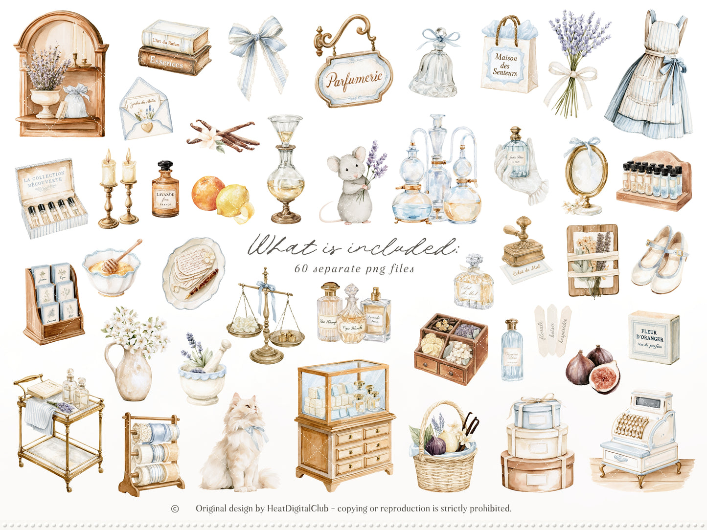 Atelier Des Senteurs - Watercolor French Perfume Clipart, Perfume Boutique | 60 PNG