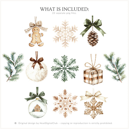 Winter Cocoa - Floral Arrangements Clipart, Elegant Flowers & Christmas Ornaments | 23 PNG