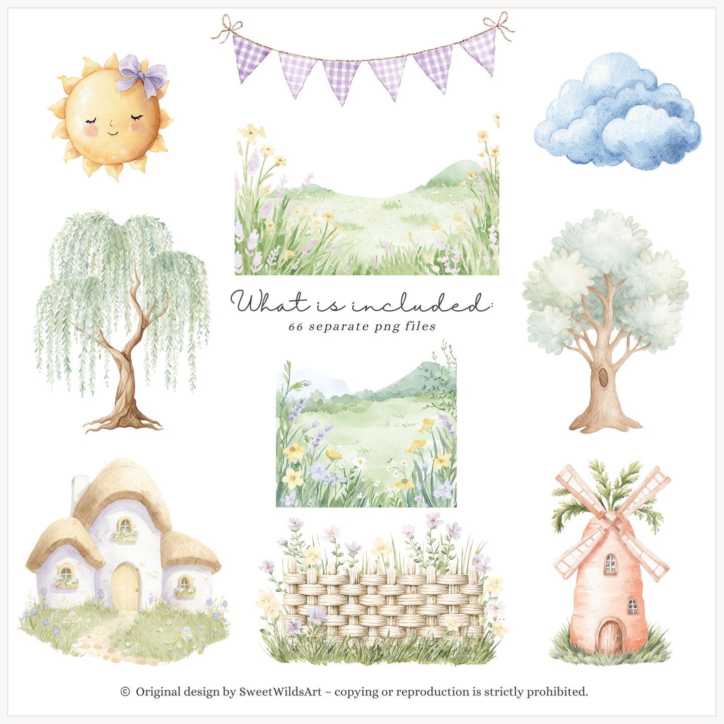 Sweet Easter - Cute Baby Animals Clipart, Bunny, Goose,Pastel Spring Nursery, Cottagecore | 66 PNG