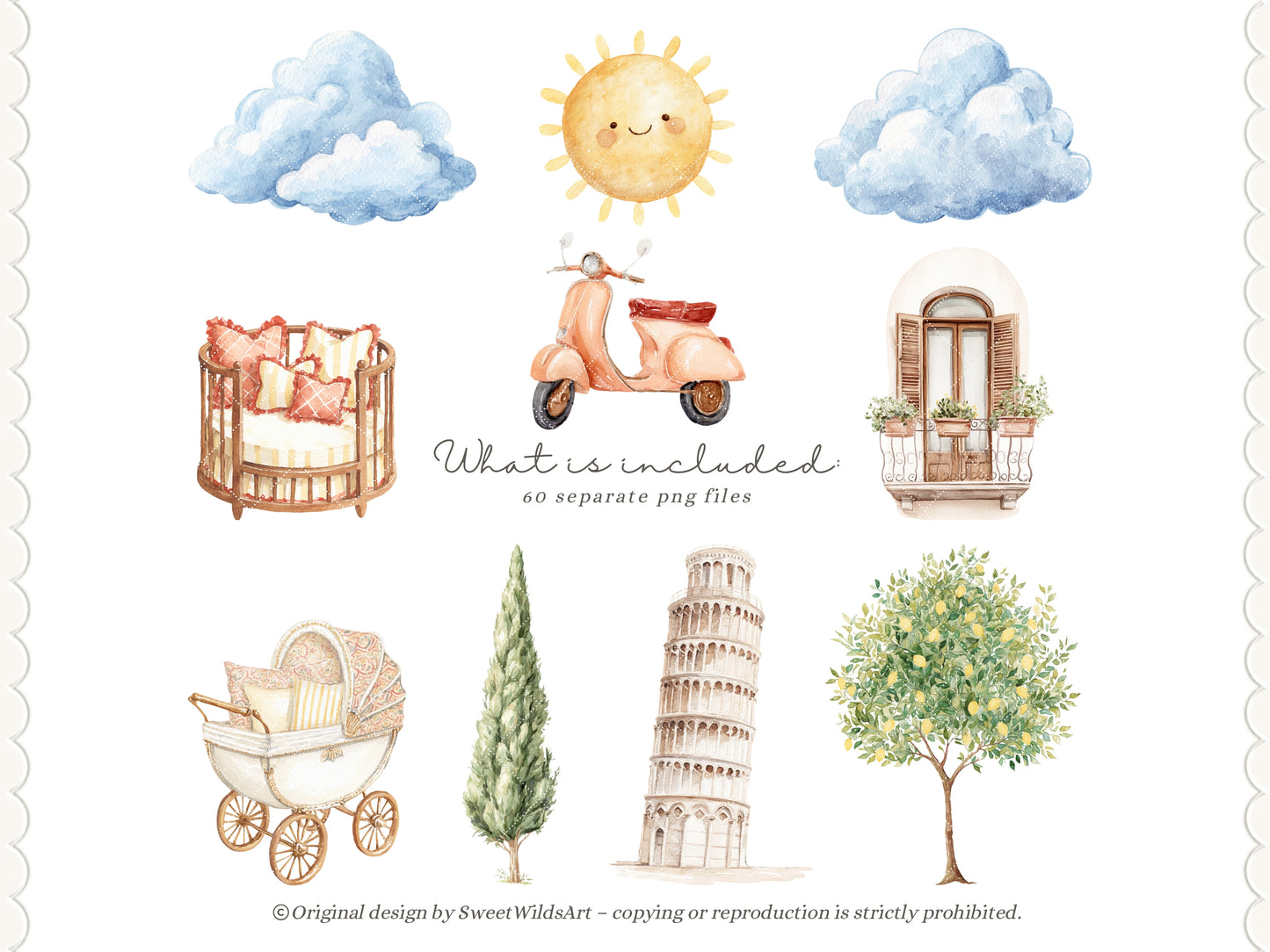 Dolce Classics - Italian Teddy Bear Clipart, Lemon Summer Bears, Cute Nursery, Baby Shower | 60 PNG