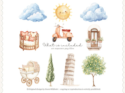 Dolce Classics - Italian Teddy Bear Clipart, Lemon Summer Bears, Cute Nursery, Baby Shower | 60 PNG