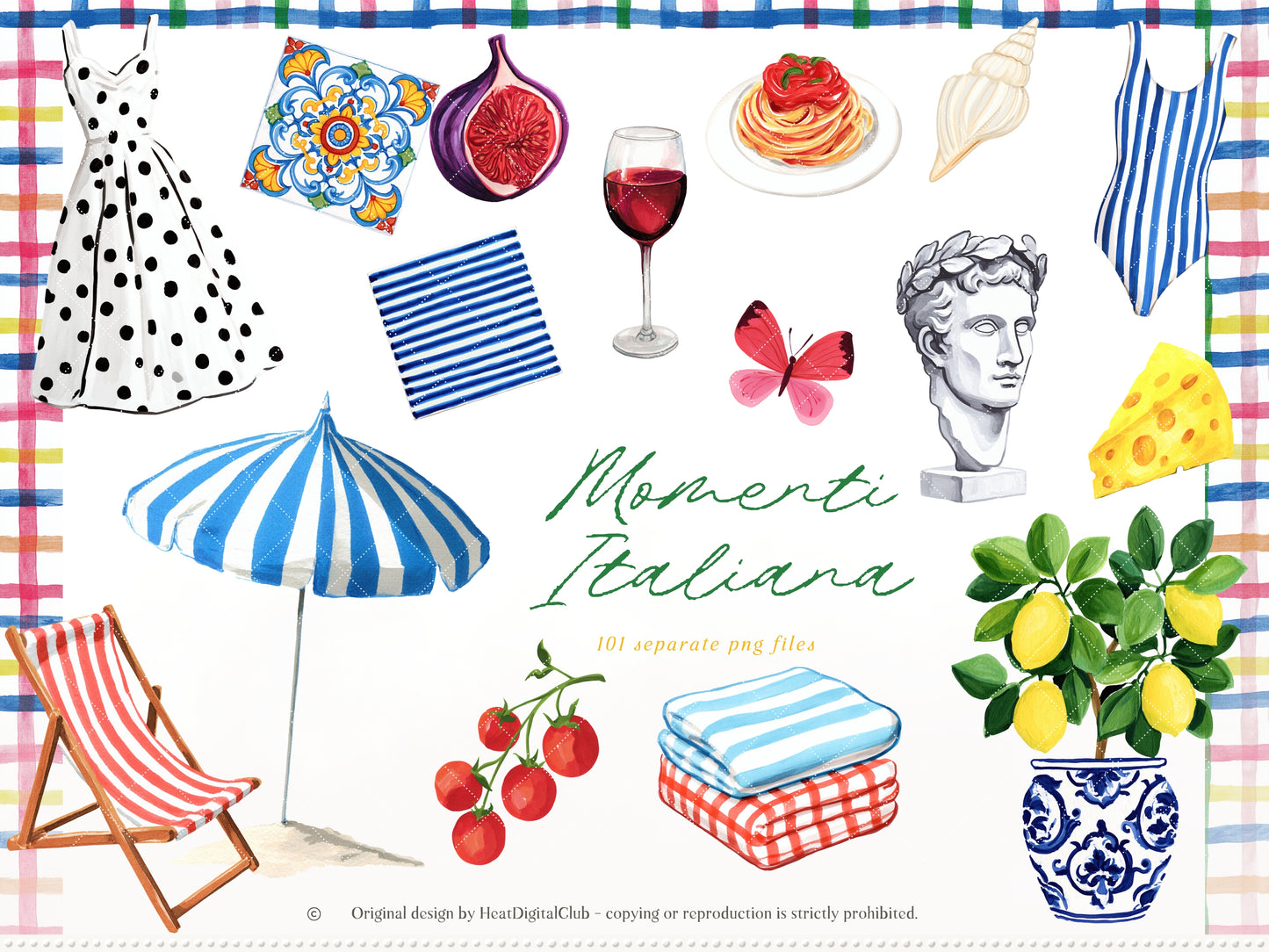 Momenti Italiana -Clipart, Mediterranean Summer, Lemon Italy, Coastal Vacation Elements, Italian Aesthetic, Dolce Vita | 111 PNG/JPEG