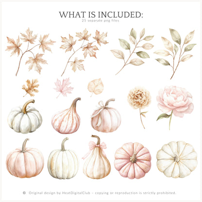 Falling Pretty - Floral Arrangements Clipart, Flowers, Autumn Leaves | 25 PNG