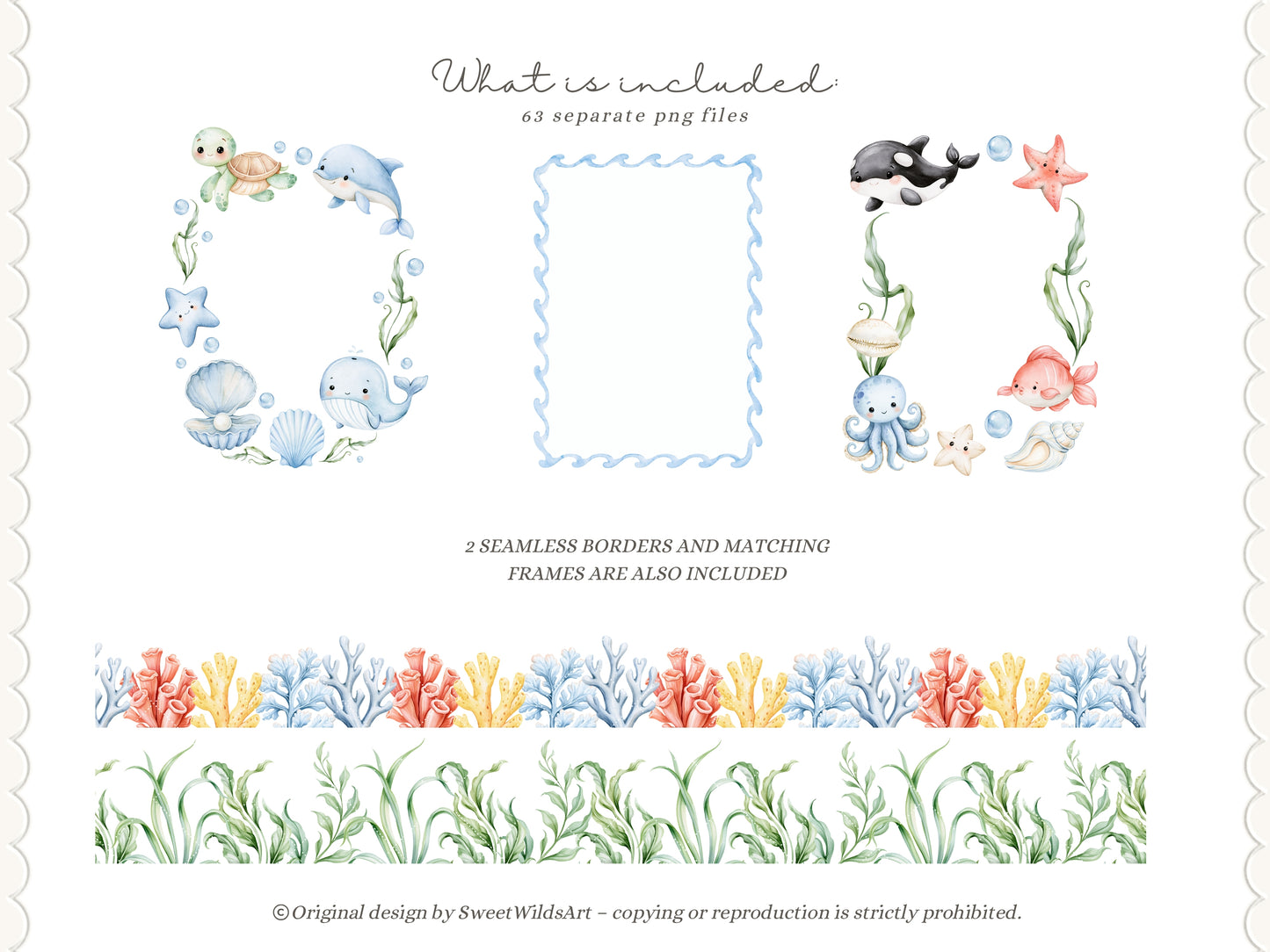 Seaside Friends - Watercolor Sea Animals Clipart, Underwater Animals, Nursery, Cute Baby Animals, Baby Shower  | 71 PNG/JPEG