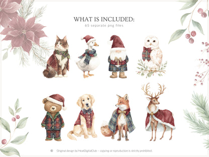 Velvet Noël - Clipart, Cozy Winter Holiday, Christmas, Grandmillennial Cottagecore | 65 PNG