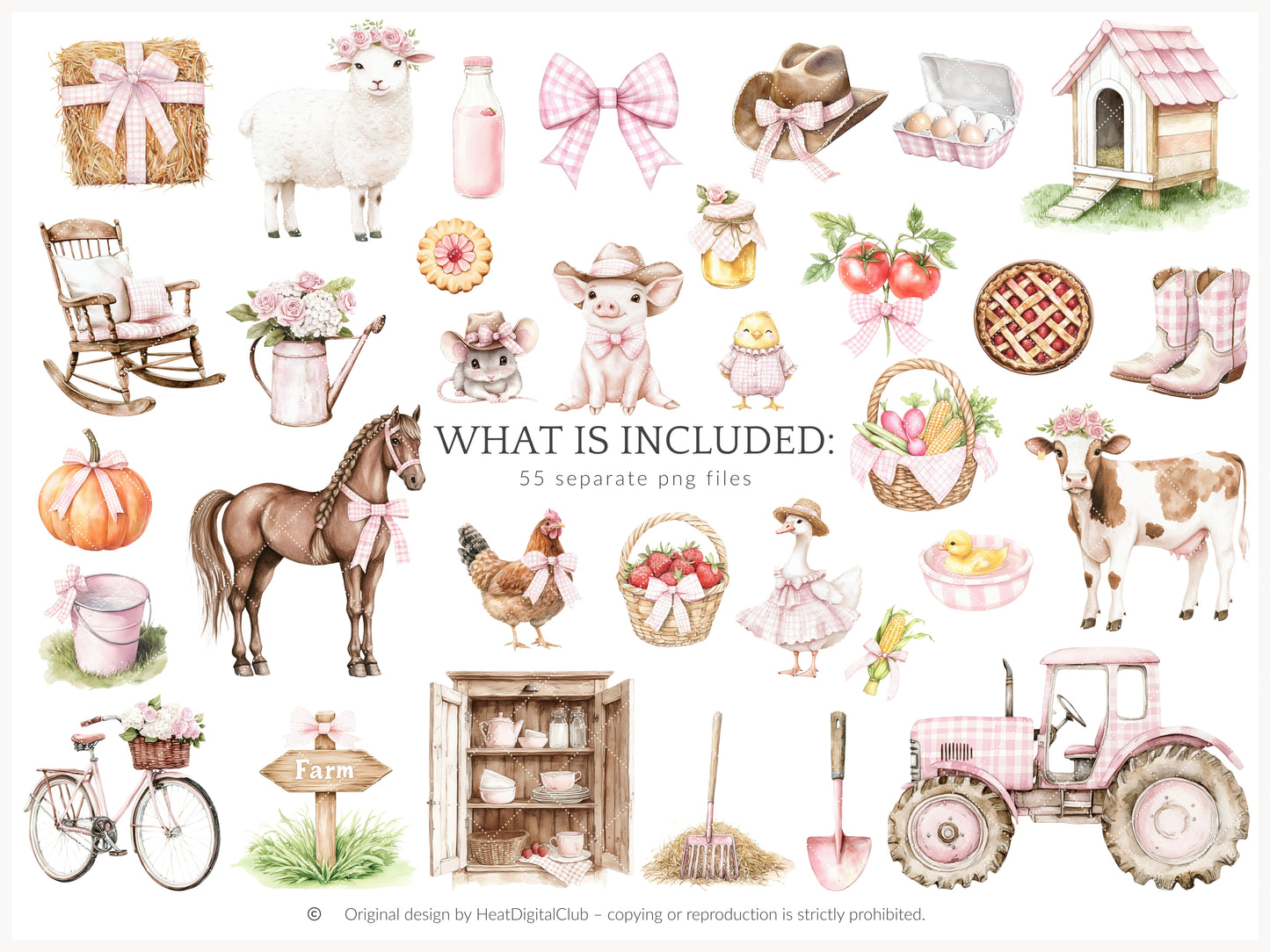 Lovely Farm - Clipart, Coquette Farm, Strawberry Pink Country | 55 PNG