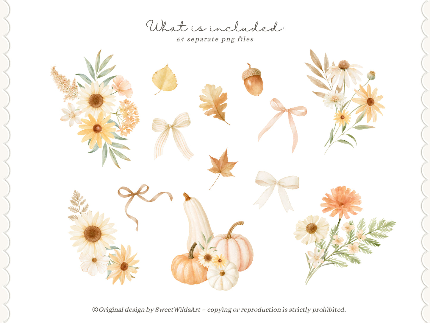 Fall Wilds - Watercolor Flowers Clipart, Autumn Meadow Floral,  Baby Shower Elements | 70 PNG/JPEG
