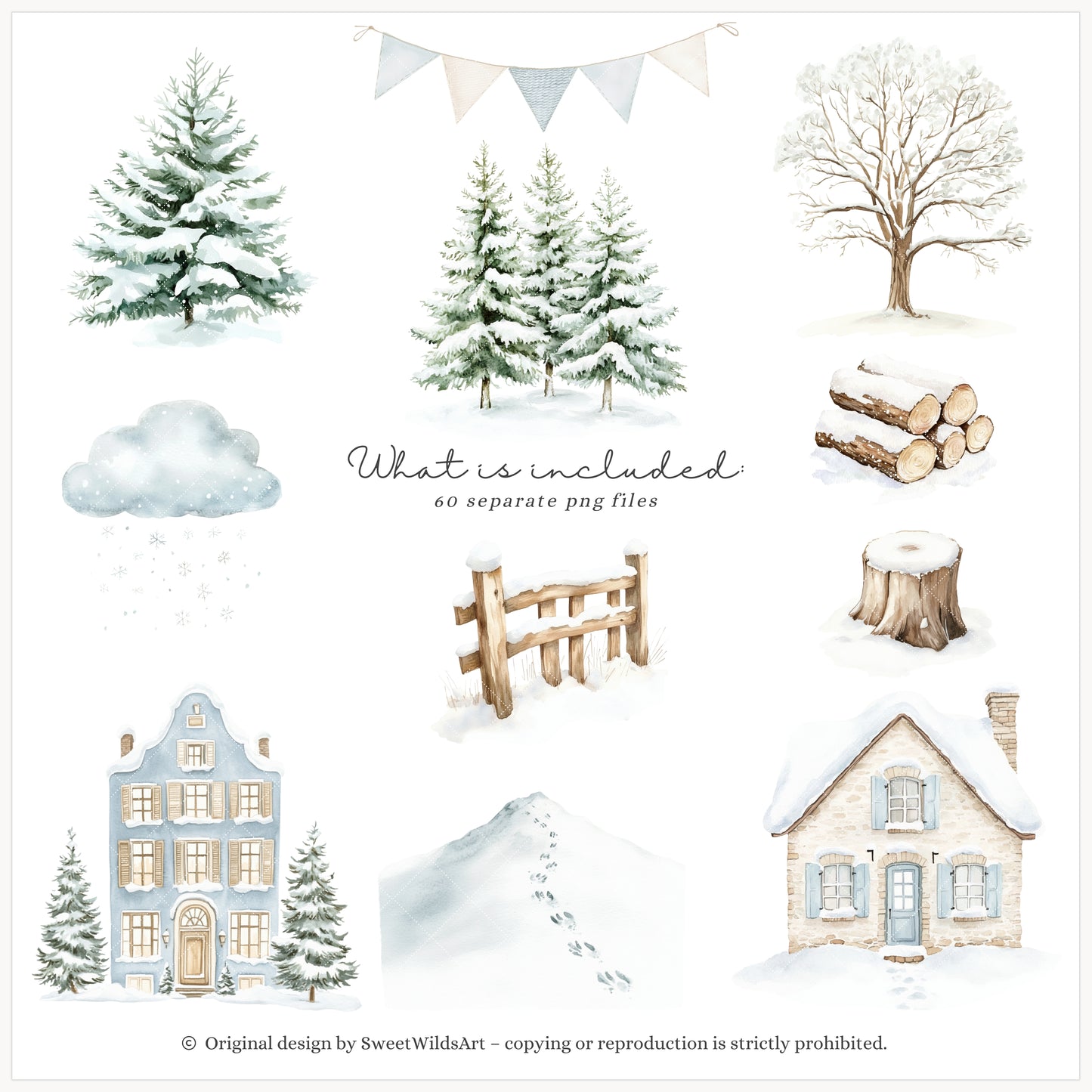 Winter Geese - Clipart, Cute Silly Goose, Cozy Animals, Baby Goose, Baby Shower | 60 PNG
