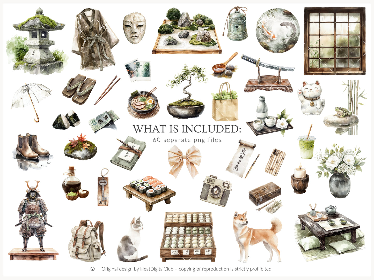 Rainy Kyoto - Japanese Aesthetic Clipart, Cozy Rainy City, Kyoto Travel, Japan | 60 PNG