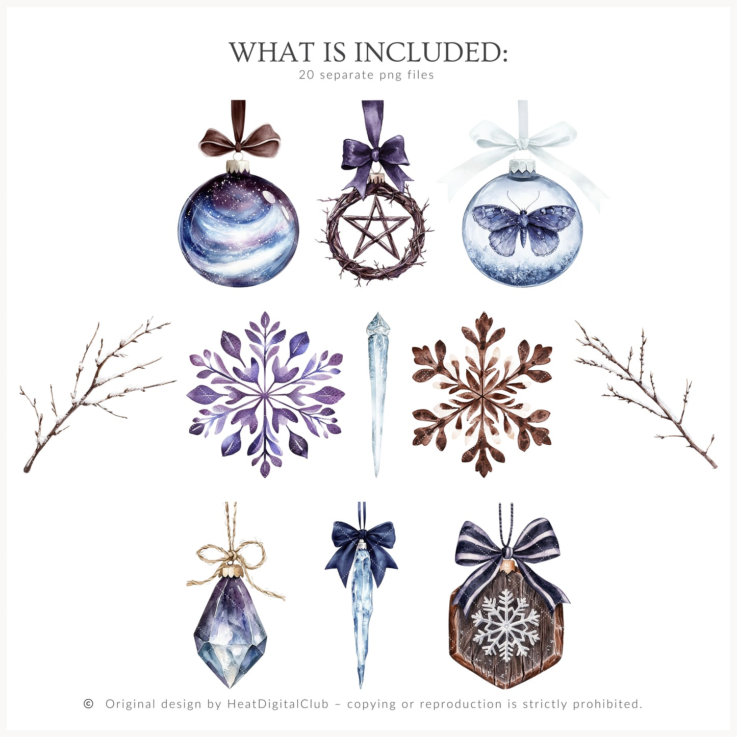 Winter Oracle - Floral Arrangements, Navy Violet Peonies, Enchanted Christmas | 20 PNG