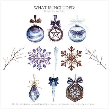 Winter Oracle - Floral Arrangements, Navy Violet Peonies, Enchanted Christmas | 20 PNG
