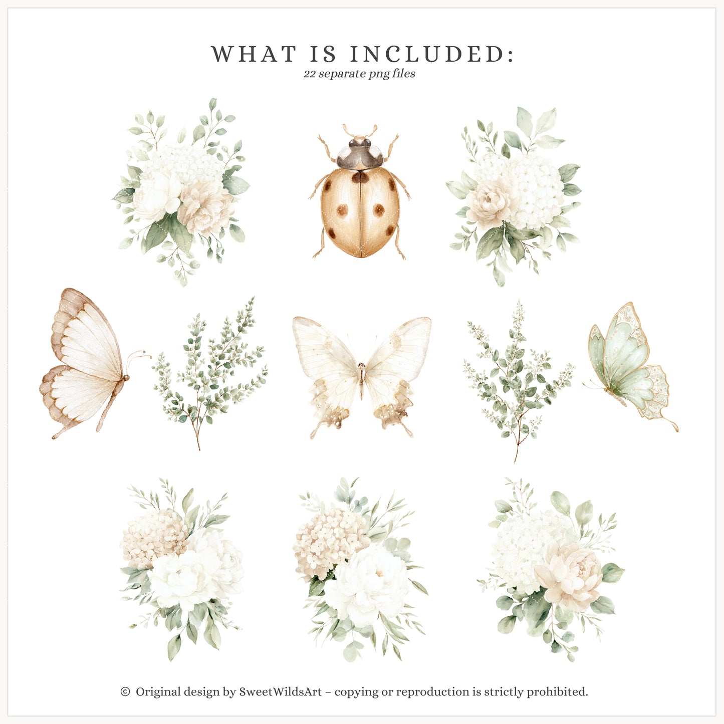 Cottage Classics - Floral Arrangements Clipart, Hydrangea Floral, Toile, Rustic Countryside | 22 PNG