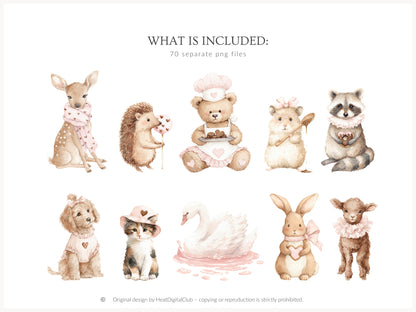 Sweet Romance - Valentine's Day Bakery Clipart, Romantic Baking, Love Aesthetic | 70 PNG