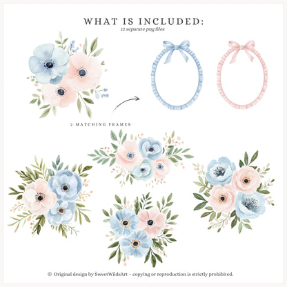 School Sweethearts - Back to School Floral Arrangements, Flowers, Grandmillennial | 12 PNG