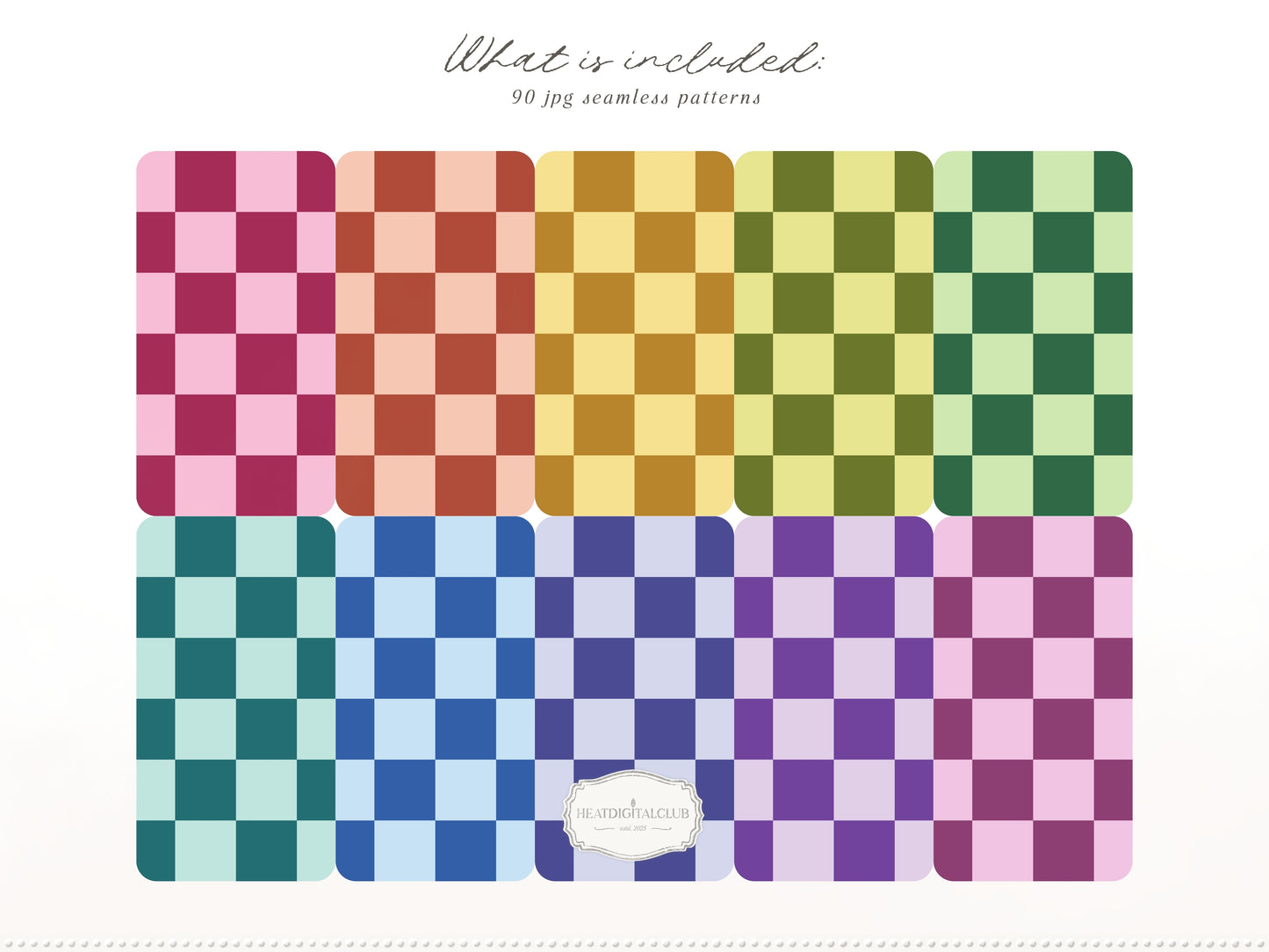 Dopamine Checks - Colorful Modern Plaid Seamless Patterns, Paper Collection | 90 JPEG