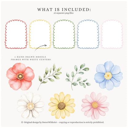 Birthday Barn - Floral Arrangements, Watercolor Flowers, Baby Shower Greenery | 22 PNG