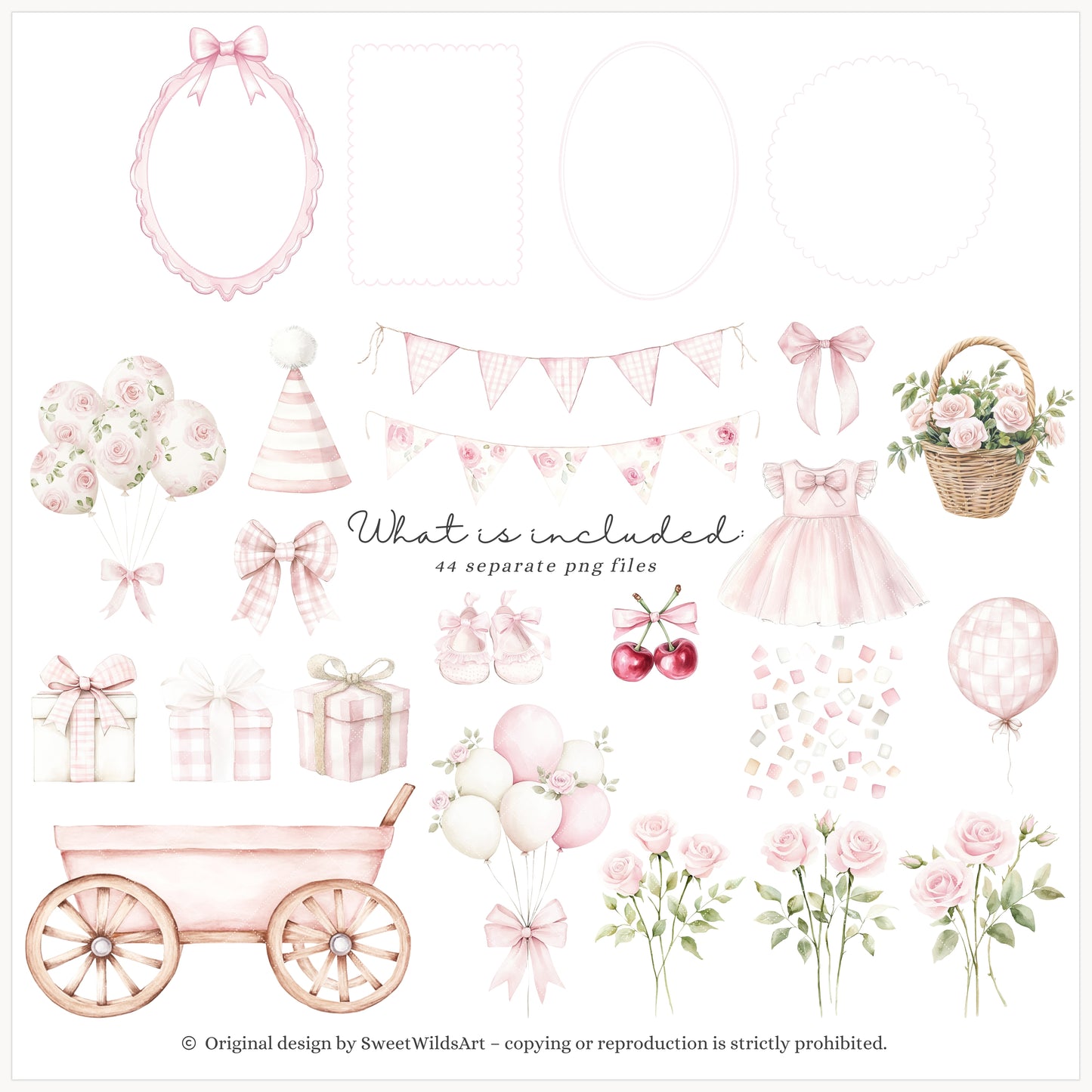 Girly Goose - Pink Silly Goose, Coquette Nursery, Boho Baby Shower | 44 PNG